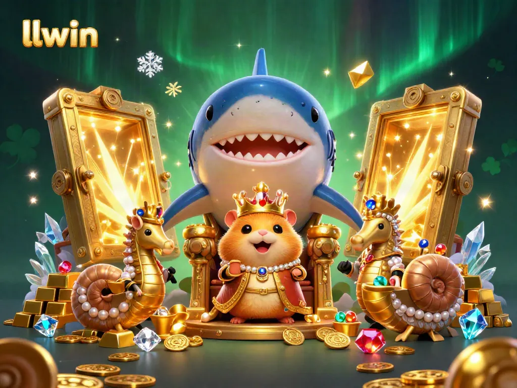 Experience thrilling wins at llwin with vibrant 3D illustration of animated casino themed treasure scene.