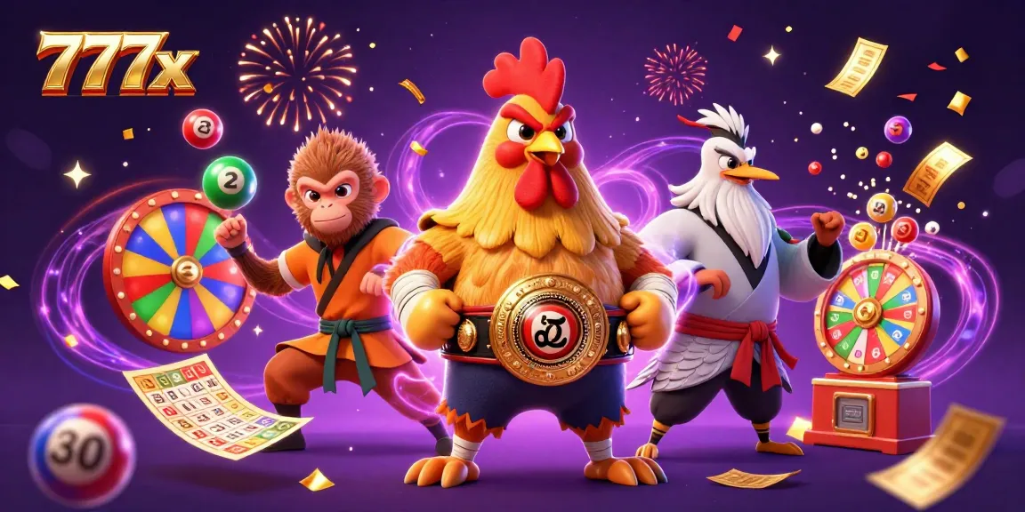 Immerse in thrilling casino entertainment with 777x's vibrant 3D illustration featuring unique characters.