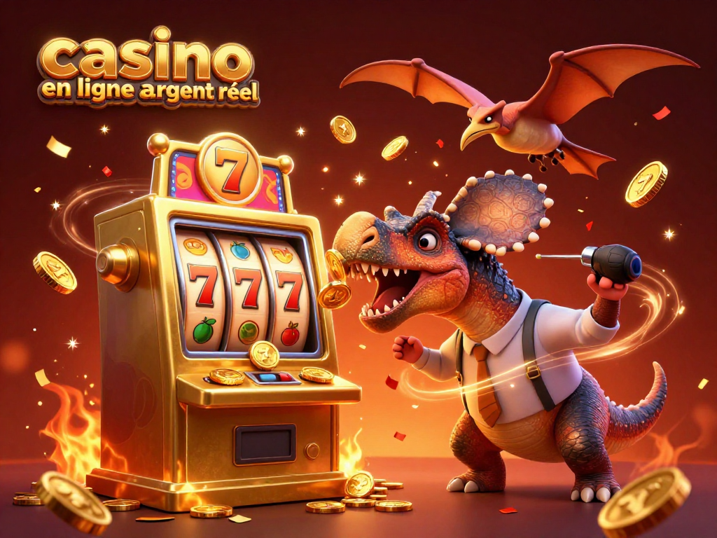 Jouez et gagnez des jackpots sur casino en ligne argent réel avec des dinosaures mignons dans une ambiance festive.
