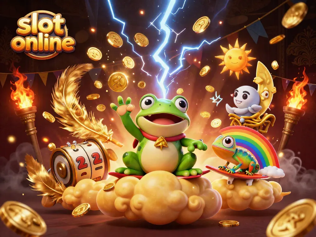 Engage with thrilling slot online gaming experience filled with coins and vibrant characters.
