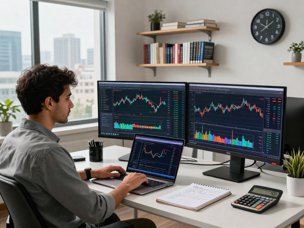 Utilizing the India stock backtesting API, a developer analyzes real-time market data in a modern fintech workspace.
