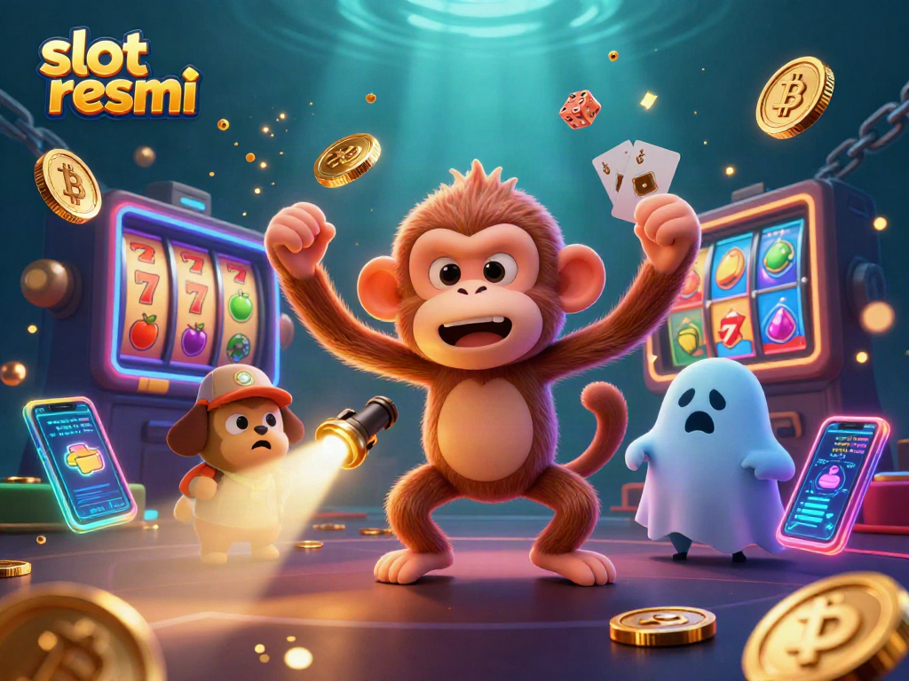 Engage in slot resmi action with vibrant poltergeist characters in a dynamic haunted casino scene.