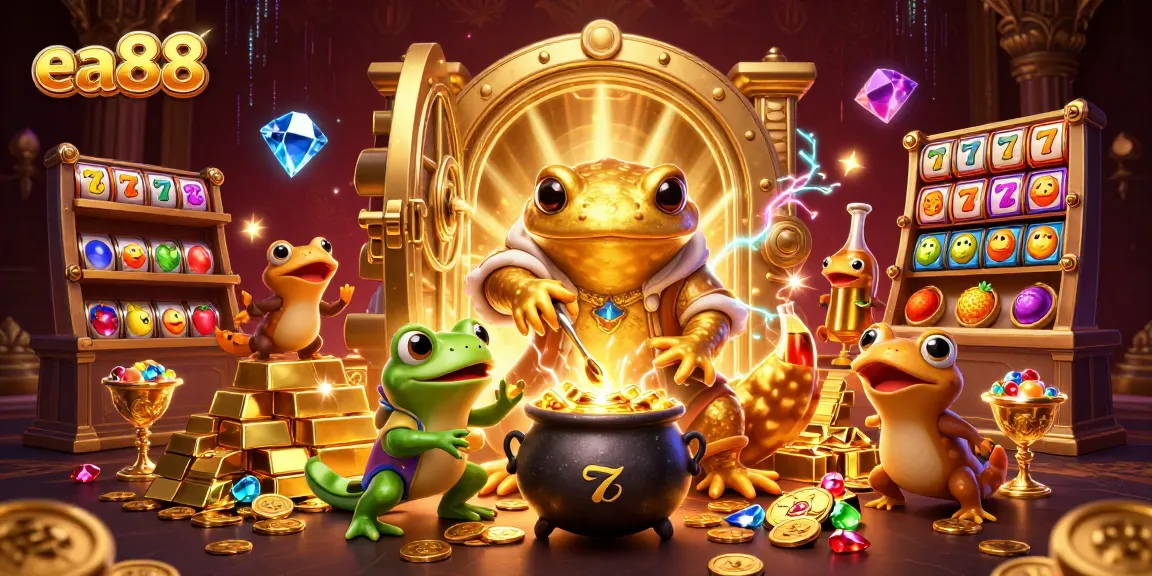 Experience thrilling gameplay and golden wins at ea88 casino with a vibrant 3D illustration of gaming action.
