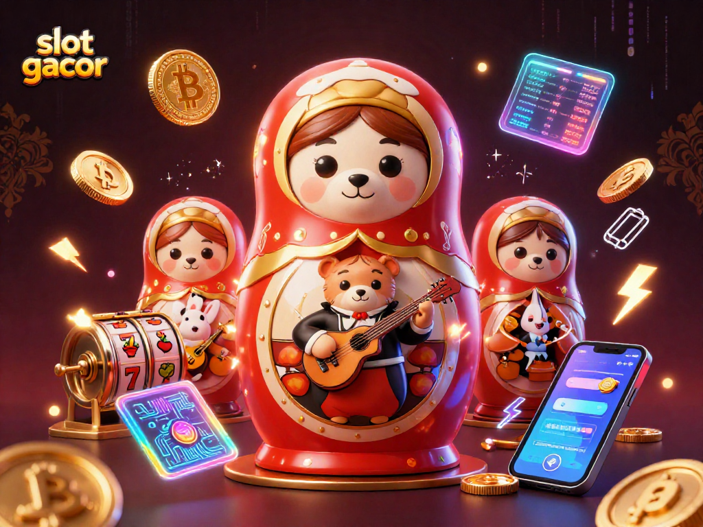 Engage in exhilarating gameplay with slot gacor featuring colorful cartoon characters and crypto elements.