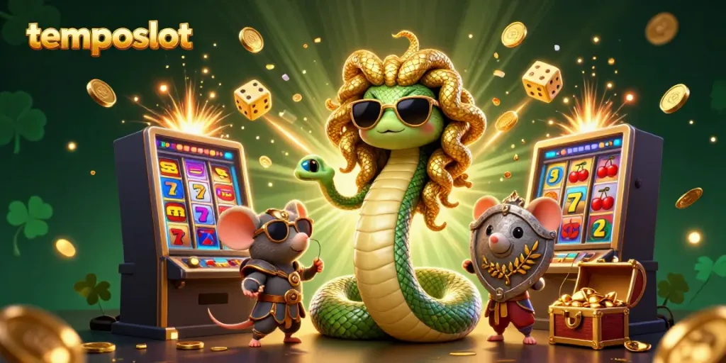 Rasakan keseruan di temposlot dengan Medusa dan mouse pejuang di dunia kasino yang penuh warna.