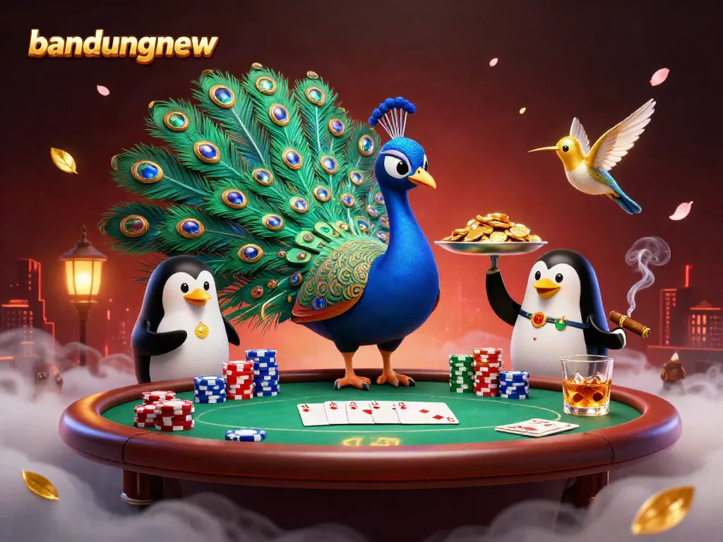 Experience an exciting poker showdown at bandungnew with vibrant characters and dynamic casino elements.