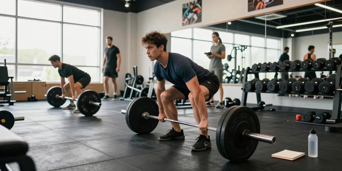 Pharmaqo shop athlete lifting weights in a modern gym for training.