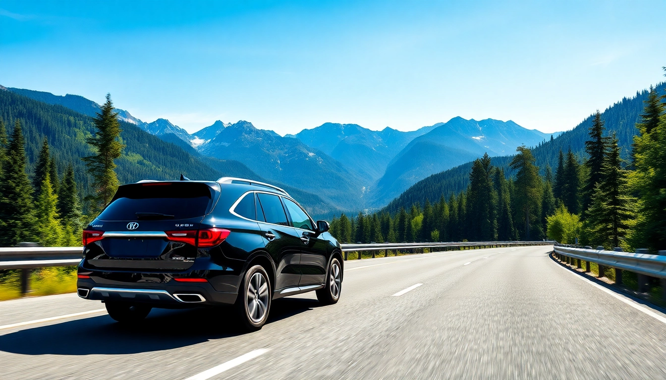 Experience premium car service vancouver to whistler with a luxury SUV on a scenic highway.