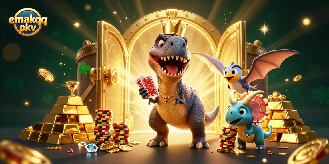 Experience thrilling gameplay at emakqq pkv with vibrant casino characters in a rich 3D scene.