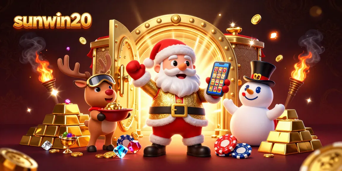 Win big with sunwin20 slots as Santa and friends celebrate in a vibrant casino